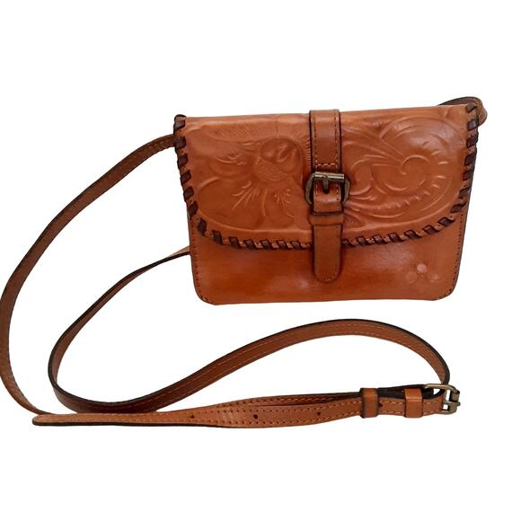 Patricia Nash Torri Tooled Leather Crossbody Removable Strap Western Cowgirl - Picture 1 of 14